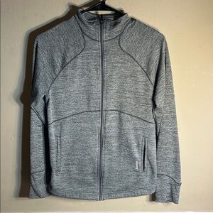 Reebok Women's Size Small Classic Zip Up Jacket With Thumb Holes Gray & White